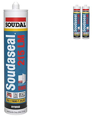 2 x Anthracite Grey Soudal SWS Sealant Hybird Polymer Silicone Low Modulus Airtight Soudaseal