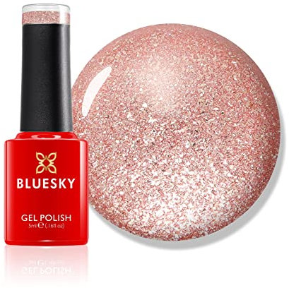 Bluesky Gel Nail Polish, You're A Gem, Mini, PLATINUM-20, Pink, Glitter, Rose, Long Lasting, Chip Resistant, 5 ml Requires Drying Under UV LED Lamp