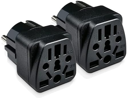 2 Stück Steckdosenadapter, US to EU Adapter, UK Adapter auf EU, Universal Adapters, Internationaler stecker adapters für Deutschland, USA, UK, Schweiz, China,usw