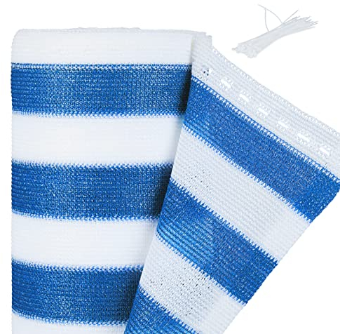 Relaxdays Frangivista, 2 x 6 m, Telo Ombreggiante, Rete Copri Recinzioni Esterno e Ringhiere Balconi, Blu Bianco
