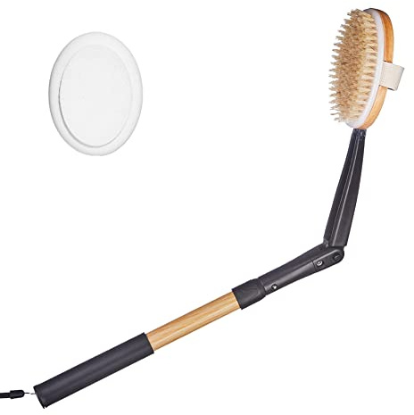 EASACE 2 in 1 Back Scrubber for Shower Body Brush Shower Brush Lotion applicator Mesh Sponge with Adjustable Angle Long Handle for Men Women