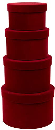 Oairse 4er-Set Geschenkbox aus Samt mit Deckel Geschenkschachtel Karton Pappschachteln Ordnungsboxen Geschenkkarton Schmuckschachtel Geschenkbox Geburtstag muttertagsgeschenk, Rotwein