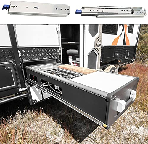 Coulisse Tiroir/ Glissiere Pour Tiroir Tiroir En Métal Glissières Montage Latéral Avec Serrure Pour Armoires De Camping-car Et Poubelle, Remplacement Des Rails De Commode Pour Un Espace Restreint, Gui