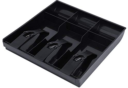 YyDDs Kassenschublade Kasseneinsatz Ersatz Kunststoff 3 Scheine 3 Münzen Geldaufbewahrung Safe Kassenablage Organizer (Schwarz), Teilebox