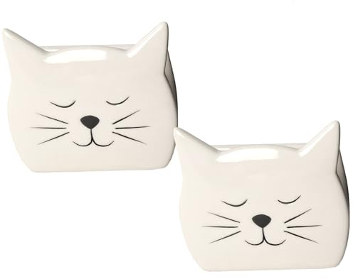 Paulilia Schwammhalter für Arbeitsplatte, Geschirrschwammhalter Keramik Schwamm Caddy Katze Form Schwamm Halter für Küche Spüle Küche Dekor Niedliches Küchenzubehör (Weiß)