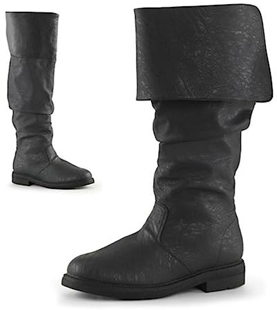 ORANDESIGNE Stivaletti da Uomo Medievali Stivali in Pelle PU Vintage Scarpe Piatte Corte Rinascimento Cavaliere Vichingo Prince Scarpe Cosplay Accessori per Costumi Pirata C Nero 44 EU