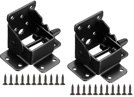 2/4 stücke 90 Grad Selbstsichernde Klappscharnier Tischbeine Stuhl Verlängerung Rack Halterung Mit Schrauben Klapp Füße Scharniere Hardware (Color : 2pcs Black)
