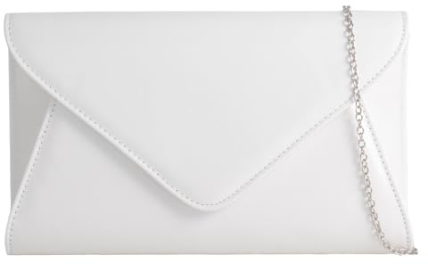 UShopUK Patent Large Envelope Style Leather Bridal Prom Wedding Evening Clutch Party Purse Hand Bag (White)