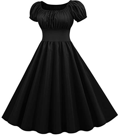 Rockabilly klänningar dam vintage prickig axellös kortärmad A-linje festklänning 50-talet retro svängande klänning cocktailklänning swing klänningar knälång midiklänning eleganta aftonklänningar,