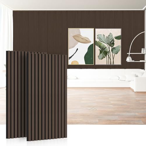 Akustikpaneele 120x60cm, 2 Stück Moderne 3D Wandverkleidung aus MDF und Akustikfilz, Schallabsorbierende Lamellenwand für Wohnzimmer- Elegante Lösung zur Schallisolierung für Wand und Decke