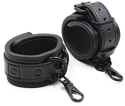 Gepolsterte Leder Sex Handschellen für Bondage Fesseln, BDSM Fesseln Spielzeug Bondage Fesseln für Sexspiele, Damen und Männer Leder Sexspielzeug SM Handschellen (Schwarz-1)