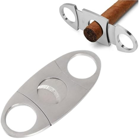 Tagliasigari per Sigari, Taglia Sigaro Acciaio INOX Classico,Guillotine Sharp Doppie lame,Taglierina Sigari Cubani, Accessori Sigari per Robustos e Churchill Taglia Sigaro Acciaio INOX Classico