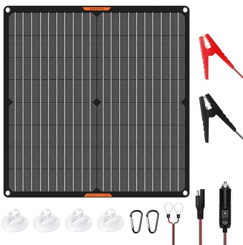 MHPOWOS Solarpanel 30W 12V Solar-Autobatterie-Ladegerät | Wasserdichtes Solarstrom-Batterie-Ladegerät & -Wartungsgerät mit Trickle-Zigarettenanzünder-Stecker & Krokodilklemme