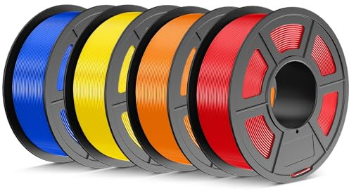 JAYO PLA+ Filament 1.75mm Schwarz 4.4KG, PLA Plus 3D Drucker Filament, Härter und Stärker Filament-3D-Druckmaterialien, Maßgenauigkeit +/-0,02mm, 4KG/ 4 Spool(rot+blau+gelb+orange)