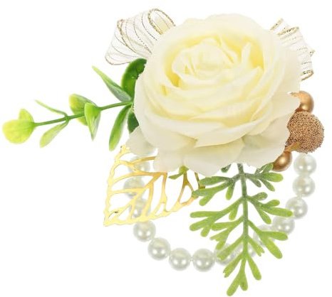 HOLIDYOYO Braut Handgelenk Blumenarmband Künstliche Rosen Mit Perlenschmuck Für Hochzeiten Brautjungfern Und Anlässe Romantisches Hochzeitsaccessoire Rustikale Dekoration