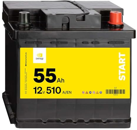 Denagi Start Autobatterie 12V 55Ah 510A/EN Starterbatterie, absolut wartungsfrei