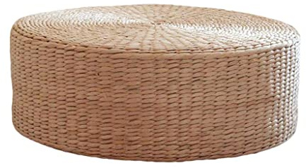 LeeQinersw Natürliches Stroh Bodenkissen Boho, Rattan Sitzkissen, Tatami Handgewebtes Bodenkissen Sitzpouf, Bodenmatte für Yoga, Wohnzimmer, Schlafzimmer, Balkon, Zen, Patio, 40x40x10cm