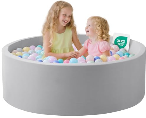 Ball Pit for Toddlers Baby Ball Pits Soft Memory Foam Round Kids Ball Pit Indoor Game Play Ball Pool 35.4''x11.8'' (Gray, NO Balls)