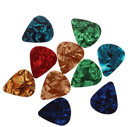 Qussedser 10 Piezas de Pua de Moda Colorida de Celuloide para Guitarra 0.47mm