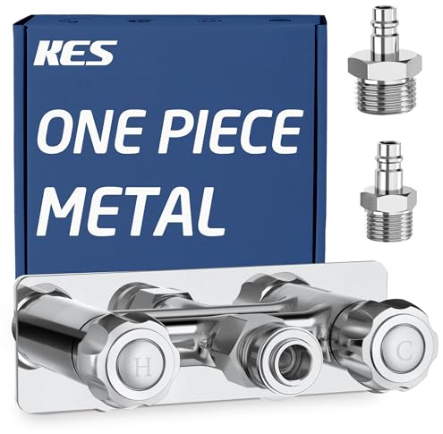 KES Ganzmetall RV Außenduscharmatur 10,2 cm, Wohnmobil Duschventil Ersatz, Camper Außendusche Wasserhahn mit Schnellanschluss GHT3/4 & G1/2, Chrom, LG6106-CH