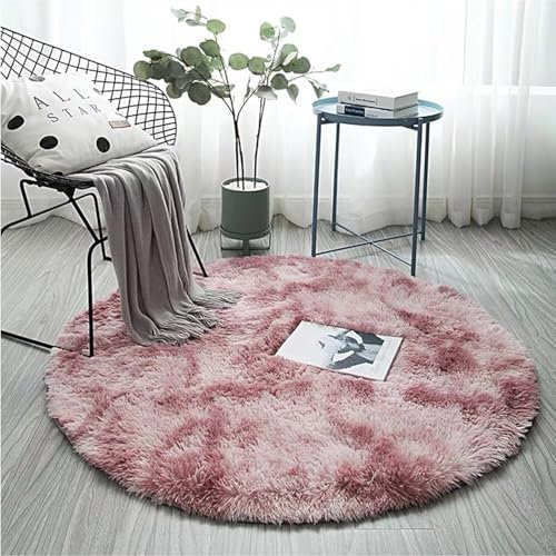 Wxexopowk Home Teppich Wohnzimmer Hochflor Langflor Weich Soft Modernes Desig, Kunstfell Teppich Wohnzimmer Schlafzimmer Kinderzimmer Kurzflor Fellteppich Deko Kuschelig(Rosa 120 x 120 cm)