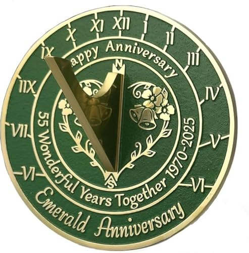 ANTIQUEMEDIEVAL 55:e smaragd årsdag solur 2025 gåva 25,4 cm