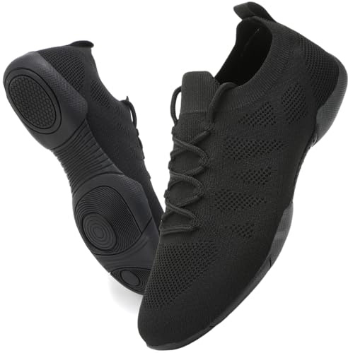 Kvwqoty Scarpe da Cheerleader Donna Cheerleading Bambina Cheer Scarpe da Ballo Donna Ballo per Esterno Jazz Yoga Fitness Ginnastica Allenamento Nero 38