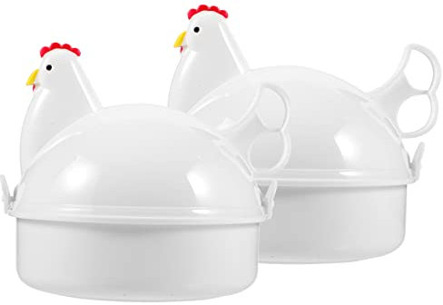 FUNOMOCYA Cocedor de Huevos para Microondas 2 Piezas Vaporera de Cocina Reutilizable Utensilios de Plástico de Limpiar para Accesorio Hogar