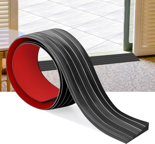 Türschwellenrampen Schwellenrampe Selbstklebendes Gummi Rollstuhlrampen für Türöffnungen Gummischwelle Übergangsschiene für Rollstühle, Saugroboter, Scooter (schwarz, 5cm X 1cm X2m)