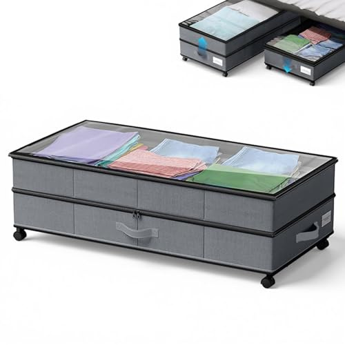 Nuvollo Scatola portaoggetti regolabile per sotto il letto grigio 80 x 42 x 27 cm tessuto Oxford per camera da letto soggiorno