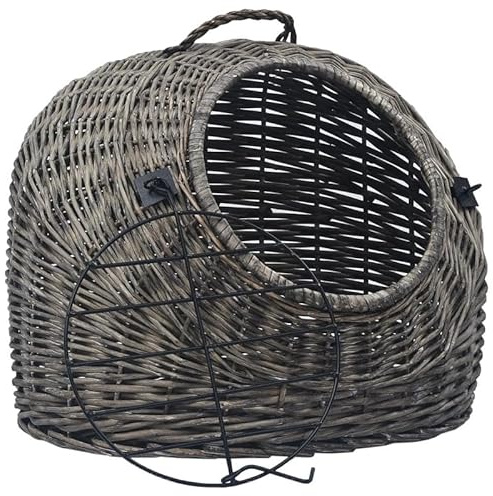Katzen-Transportkorb aus Naturweide 60x45x45 cm - Leicht, langlebig und umweltfreundlich - Perfekt für Tierarztbesuche und Reisen