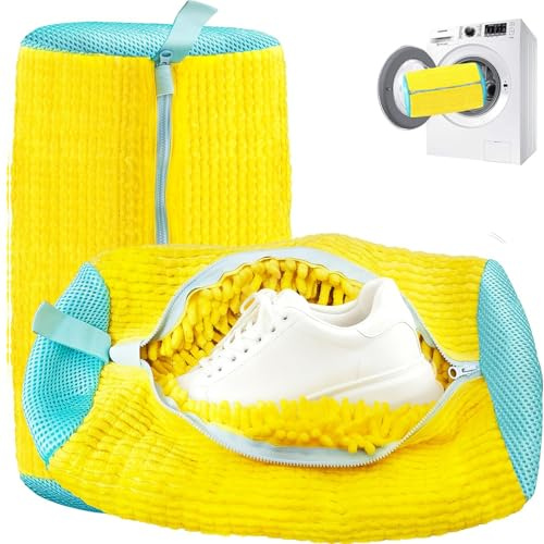 OIXEYA Sacchetto Scarpe Lavatrice, 2 Pezzi Sacchetti Riutilizzabili in Microfibra, Sacca per Lavare Scarpe con Cerniera Invisibile per Scarpe Sportive e a Rete