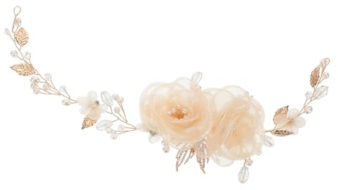 Ipetboom Bridal Headdress Wedding Hair Vine Floral Headpiece Headband Accessories for Bride Bridesmaid Wedding Hair Jewelry Flower Design