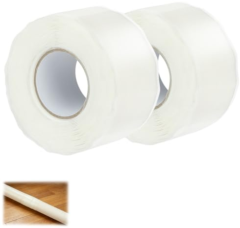 NUTKIT Cinta Silicona Autofusión 3mx25mmx0.5mm(Blanco -2 unidad) | Cinta para Reparación de Cables y Tuberías,Aislante Eléctrico Resistente al Agua para Mantenimiento Industrial y Hogar