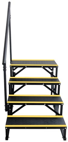 OPULENTHOME 3-Stufige Wohnmobil-Stufen Mit Beidseitig Handlauf, Wohnmobiltreppe Mit Rutschfesten Stufen, Klappbare Treppe Für Wohnwagen, Wohnmobile, Camping Und Pools
