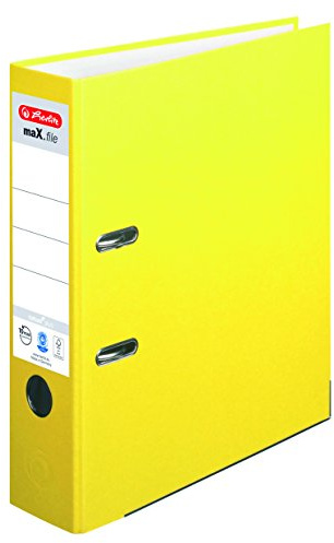 herlitz Ordner maX.file nature plus, A4, 8 cm Rückenbreite, Spezialbeschichtung aus Papier, gelb