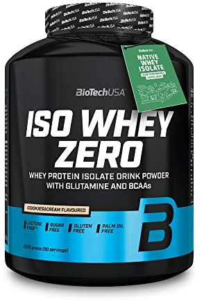 BioTechUSA Iso Whey Zero | Premium Whey Protein Isolate | Grass-Fed | Enzyme-Free | Sugar- and Gluten-Free, 2.27 kg, Cookies & Cream