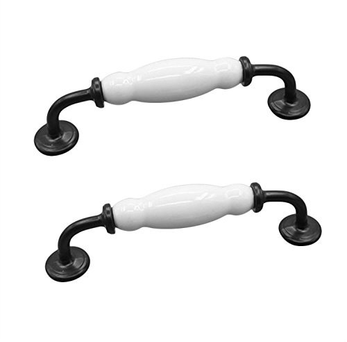 FBSHOP(TM) 2pcs Weiß Porzellan Keramik dekorative antike Türknöpfe - Innen-Knöpfe und zieht für Schrank / Mädchen Kommode / Kinder Schrank / Küche Schublade Griffe