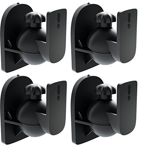 deleyCON 4X Soporte Universal para Altavoces y Bafles de Grado de Rotación + Inclinación hasta 3,5kg de Carga Instalación en Paredes y Techos - Negro