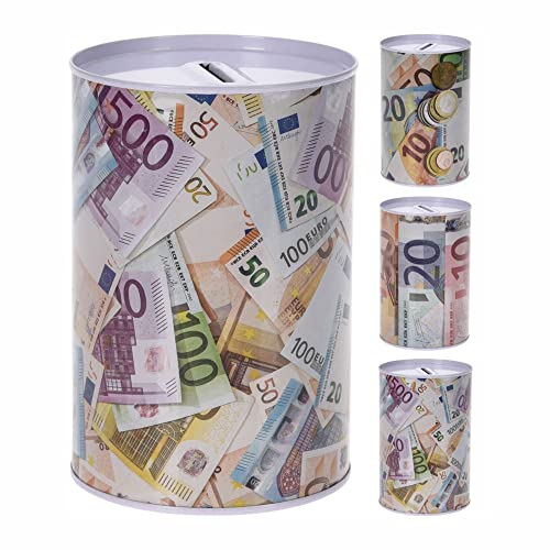 3 x Spardose 15 x 10 cm XXL Metallspardose Kaffeekasse zum Befüllen und Einwerfen Piggy Bank Geburtstag Sparbüchse Trinkgeldkasse Geld-Geschenk Eurospardose Geldspardose Sparschwein Jumbo XXL Sparset