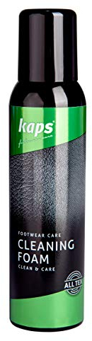 Kaps Schuh-Reinigungsschaum, Reiniger für Schuhe und Stiefel aus Leder, Wildleder, Nubuk, Stoff und Leinen mit und ohne Membran, Reinigungsschaum (150 ml)