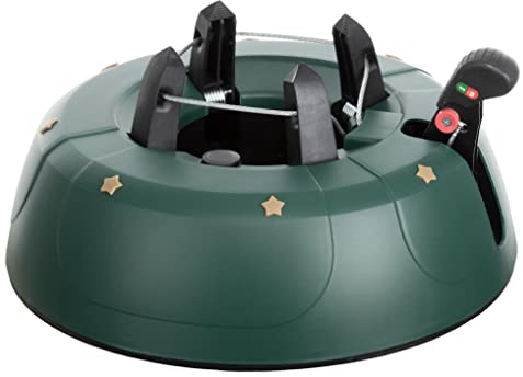 Brandsseller Soporte para árbol de Navidad, hasta 2 m, con mecanismo de palanca de pie, técnica de una cuerda y sistema de seguridad, verde