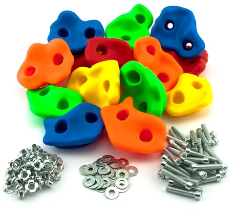 GO!elements 30 Prese Arrampicata per Bambini Set da Esterno incl. Materiale di Fissaggio | Pietre per Arrampicata Indoor per Parete d'arrampicata | Boulder Colorati per Torre Gioco, Size:30 Set