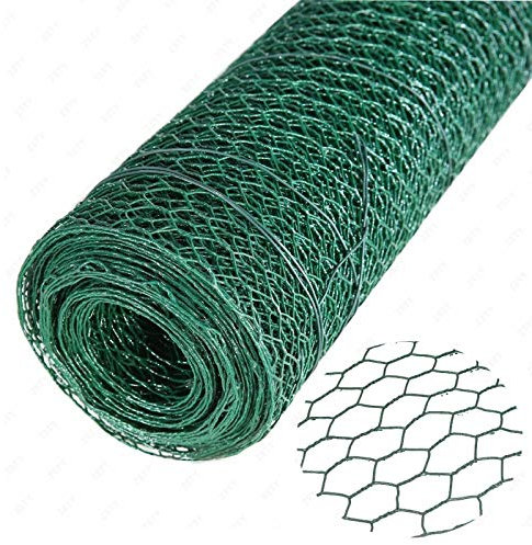 Wire Mesh Fencing Green PVC Coating Waterproof Netting, 0.6M x 50M, Wire Thickness 20 Gauge, Welded Poultry Chicken Rabbit Small Animal Fence Barrier Garden Fence, Easy to Cut
