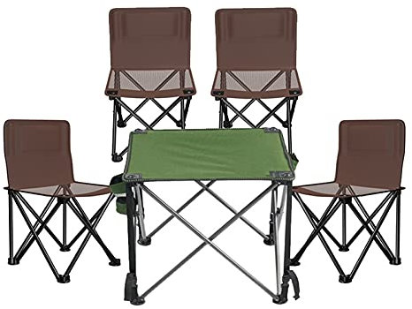 Campingtische StüHle Outdoor Klapptisch Mit 4 Stühlen, Multifunktionaler Hofgartentisch Aus Oxford-Stoff, Bequem Zu Verstauen Und Zu Tragen
