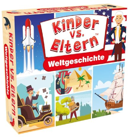 Quizspiel für Kinder Brettspiel Familienquiz Weltgeschichte Viele interessante Fakten | Kinder Contra Eltern | Alter 7+