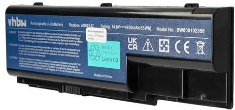 vhbw 1x Akku kompatibel mit Acer Aspire 8920-6048, 8920, 7740G, 8530, 8530G, 8730G, 8920-6030 Notebook (4400 mAh, 14,8 V, Li-Ion)