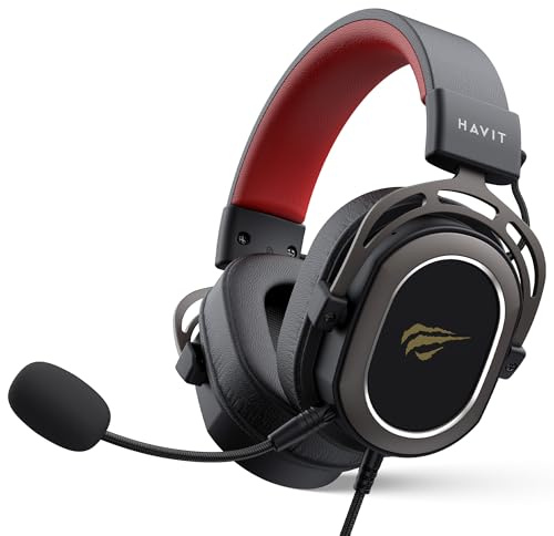 Havit H2008D GAMENOTE Gaming Headset with Mic — Wired Gaming Headset — 50 mm High Magnetic Surround Sound Driver — Compatible with PS4, Xbox, PC & Laptop — Black, Ochre, Red