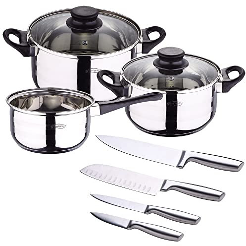 Pack de batterie de cuisine à 5 pièces + 4pc couteaux en acier inoxydable
