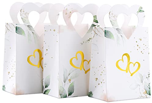 100 Pcs Hochzeit Geschenkschachtel Weiß Klein Geschenkbox mit Elegantes Design Papierschachteln für Hochzeit Gastgeschenk Geburtstag Kommunion Geschenkverpackung Konfirmation Taufe Deko usw.
